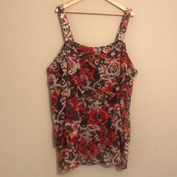Lane Bryant Sheer Layered Ruffle Tank - Sz 26/28W - Picture 1 of 8